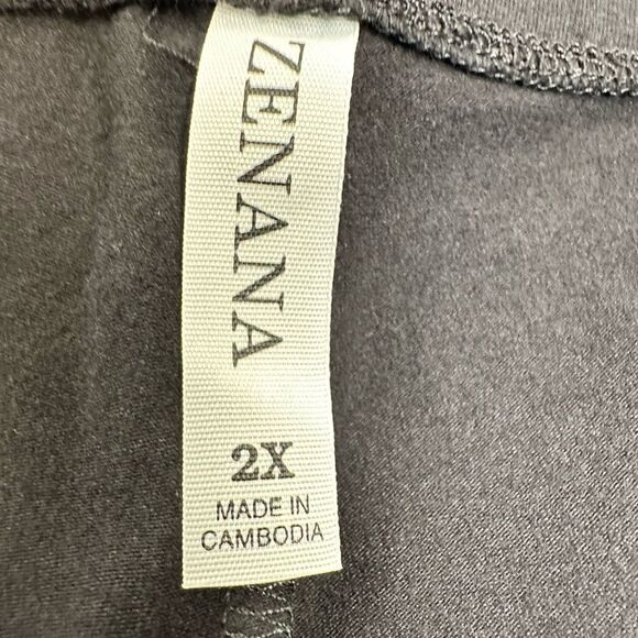 NWOT Zenana Women’s Plus Size Black Ankle Length Cotton Leggings - Size 2XL - Picture 3 of 5